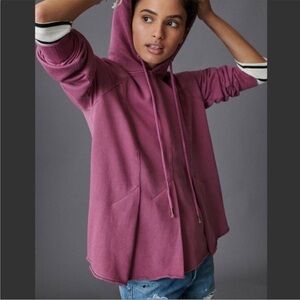 Pilcro and the Letterpress Pleated Hoodie Berry